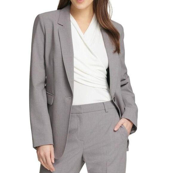 DKNY Blazer Size 16 Jacket Gray Stretch NWOT - Picture 1 of 11